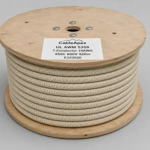 UL 5359 multi-conductor mica cable 7-conductor 14 AWG 500m spool overall view