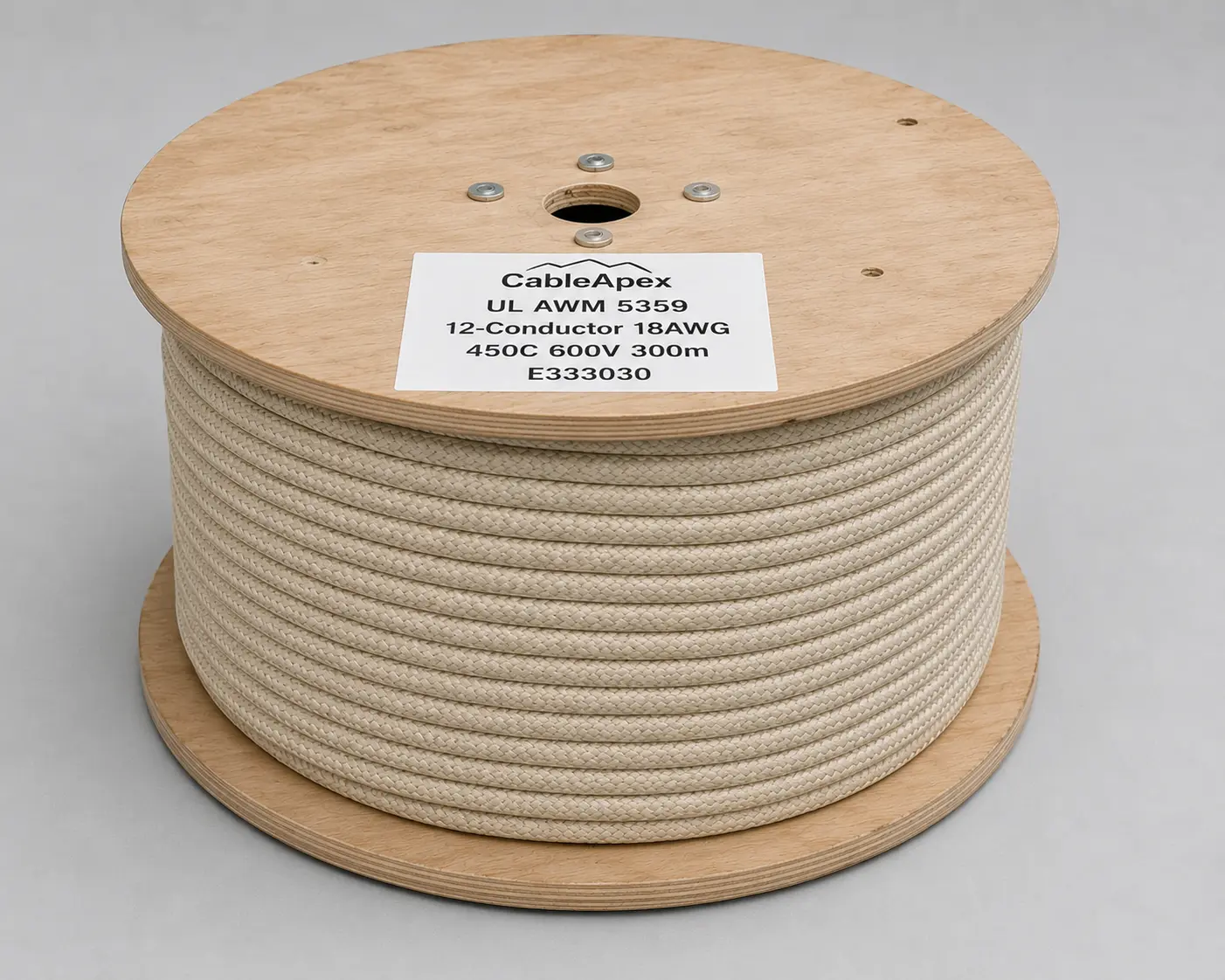UL 5359 multi-conductor 12-conductor mica cable 18 AWG 300m spool overall view