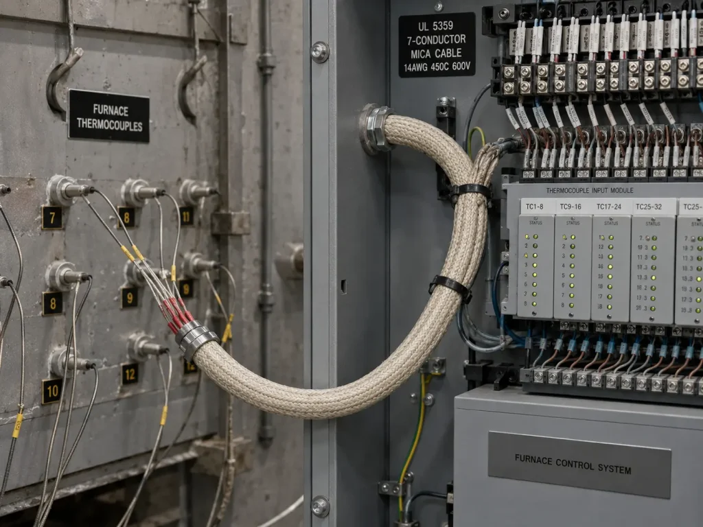 UL 5359 multi-conductor cable in steel mill heat treatment furnace multi-channel monitoring
