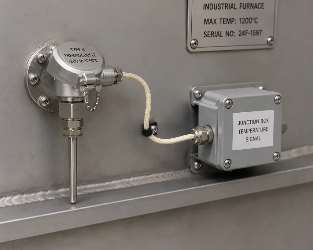 UL 5360 mica wire in UK ceramic kiln thermocouple sensor wiring to junction box