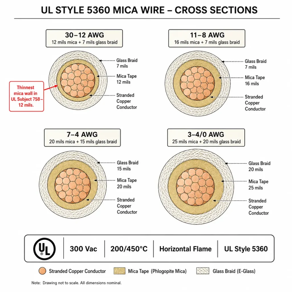 UL Style 5360 four tier mica insulation wall 12mil 16mil 20mil 25mil cross-section
