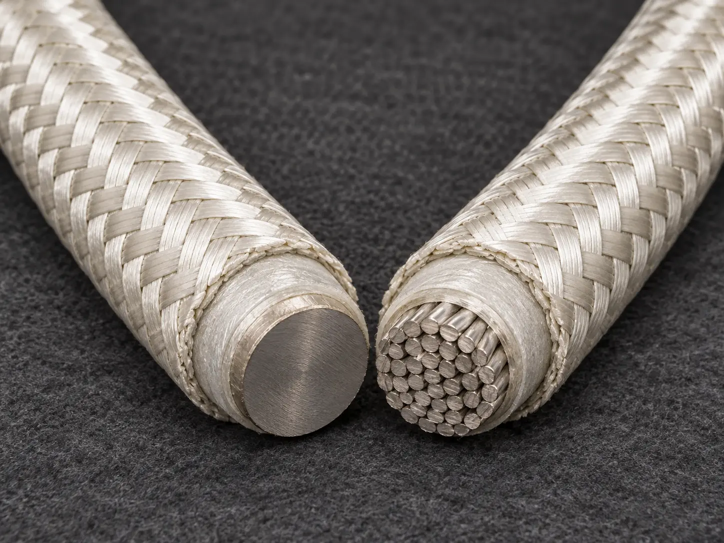 UL 5476 3–4/0 AWG mica tape wire lengths in a V layout showing solid and stranded conductor ends