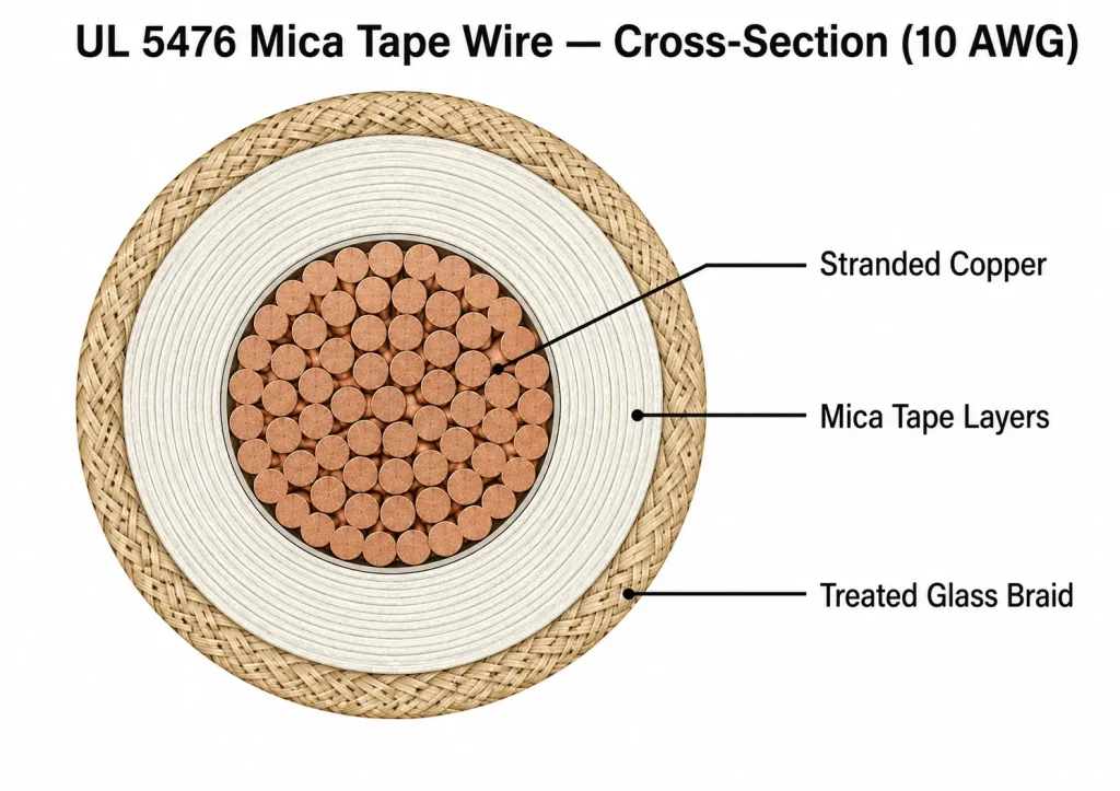 UL 5476 cross-section showing mica tape and glass braid