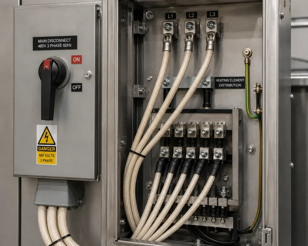 UL 5476 wires in German industrial furnace 480V power feed