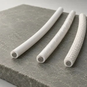UL 1659 PTFE wire showing plain, mica tape wrapped and glass braided construction variants