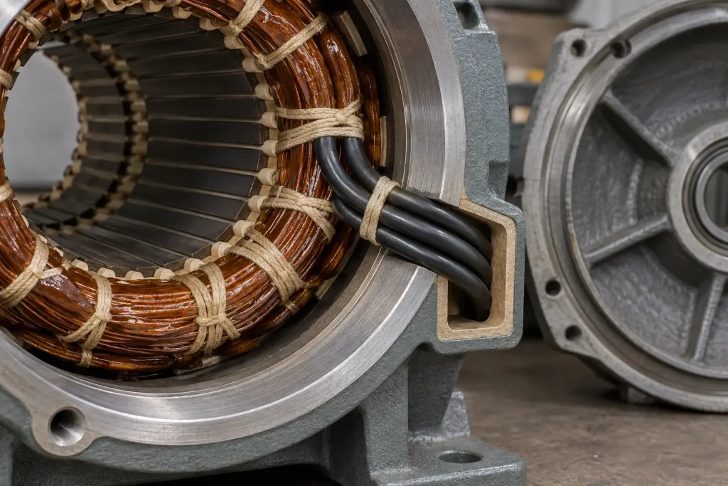 UL Style 3271 wire as a winding lead routed inside a motor housing