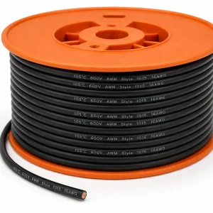 UL 1015 16AWG 105°C 600V black PVC hook-up wire reel tinned copper MOQ 100m