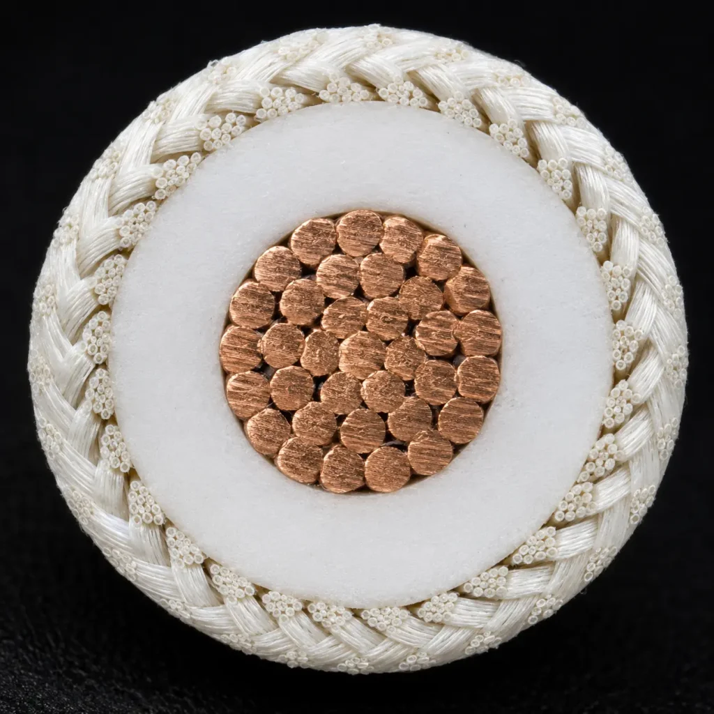 Macro cross-section UL 3071 silicone rubber fiberglass braid 30mil 200°C Kenya