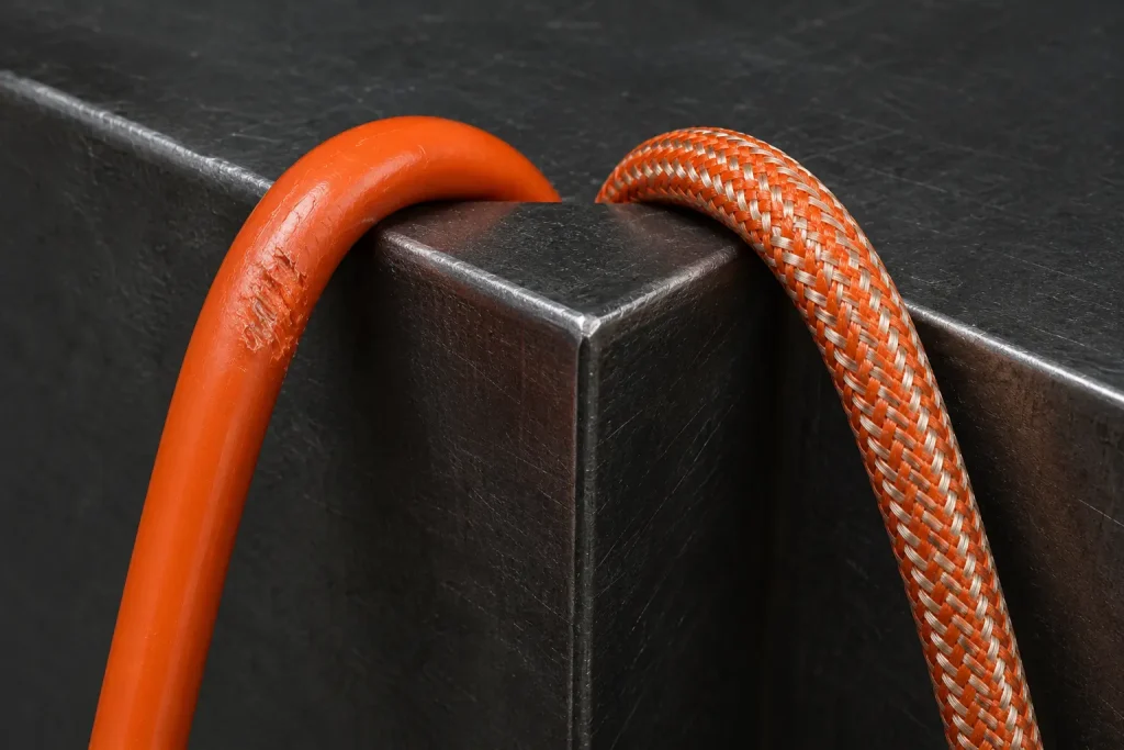 UL 3122 fiberglass braid mechanical protection vs bare silicone abrasion comparison