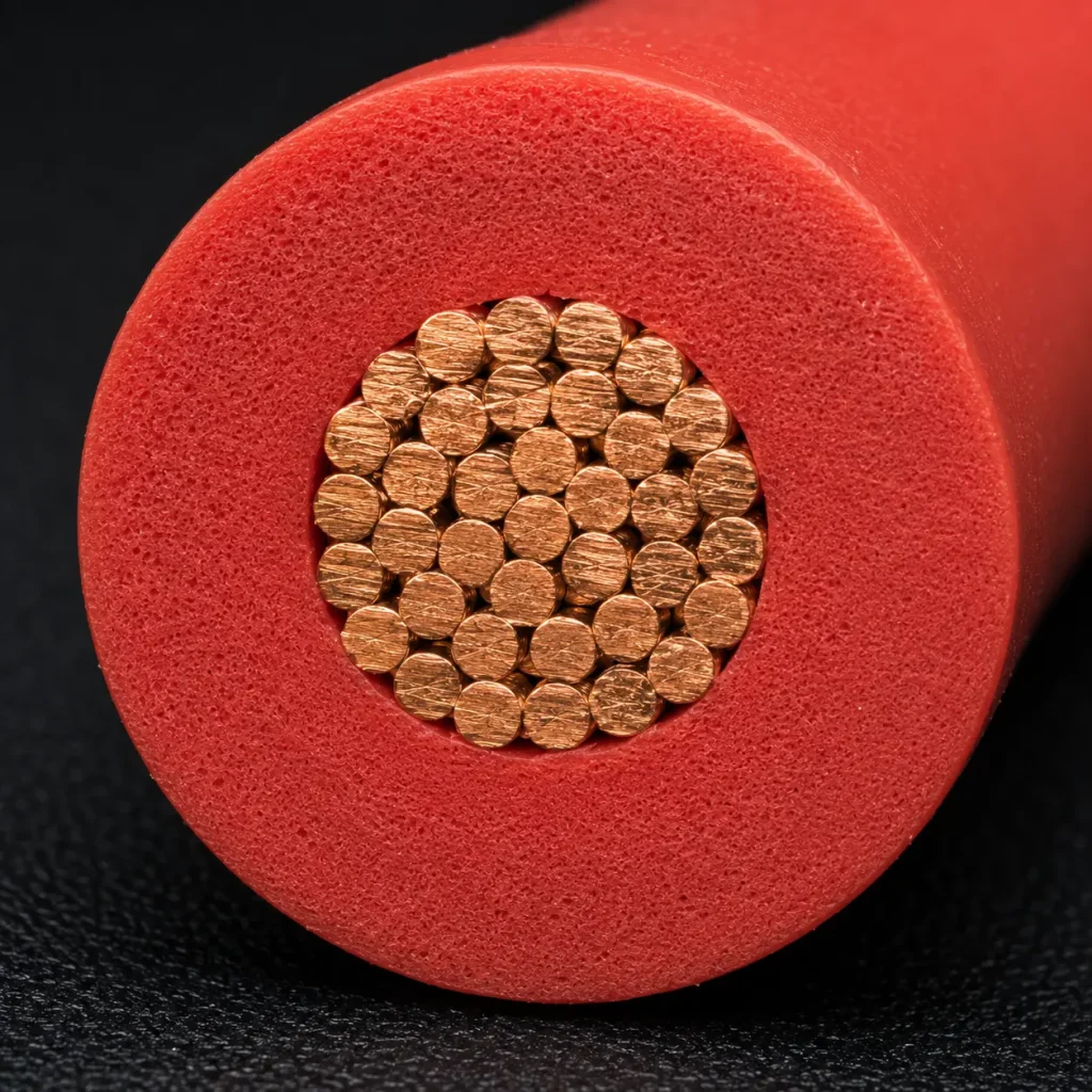 Macro cross-section UL 3135 red silicone rubber 30 mil matte texture copper Kenya