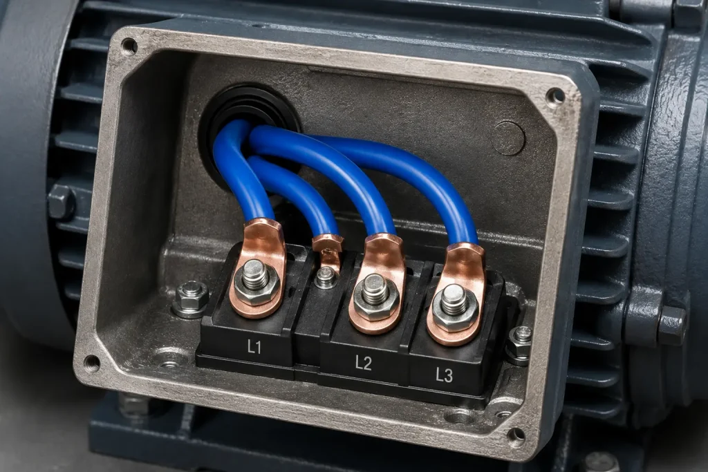 UL 3271 125°C 600V XLPE three-phase motor terminal box L1 L2 L3 lead wiring