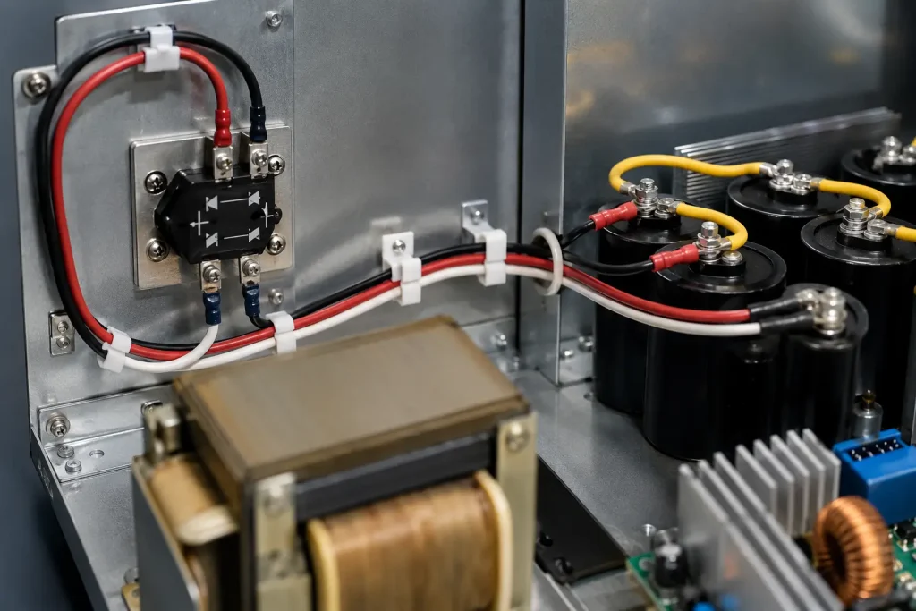 UL AWM 1032 14 AWG PVC wire routed inside appliance power supply high-voltage section electronic internal wiring