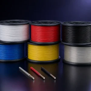 UL 1591 24 AWG FEP wire spools with silver nickel and tin plated conductor options, 150C 300V fine gauge